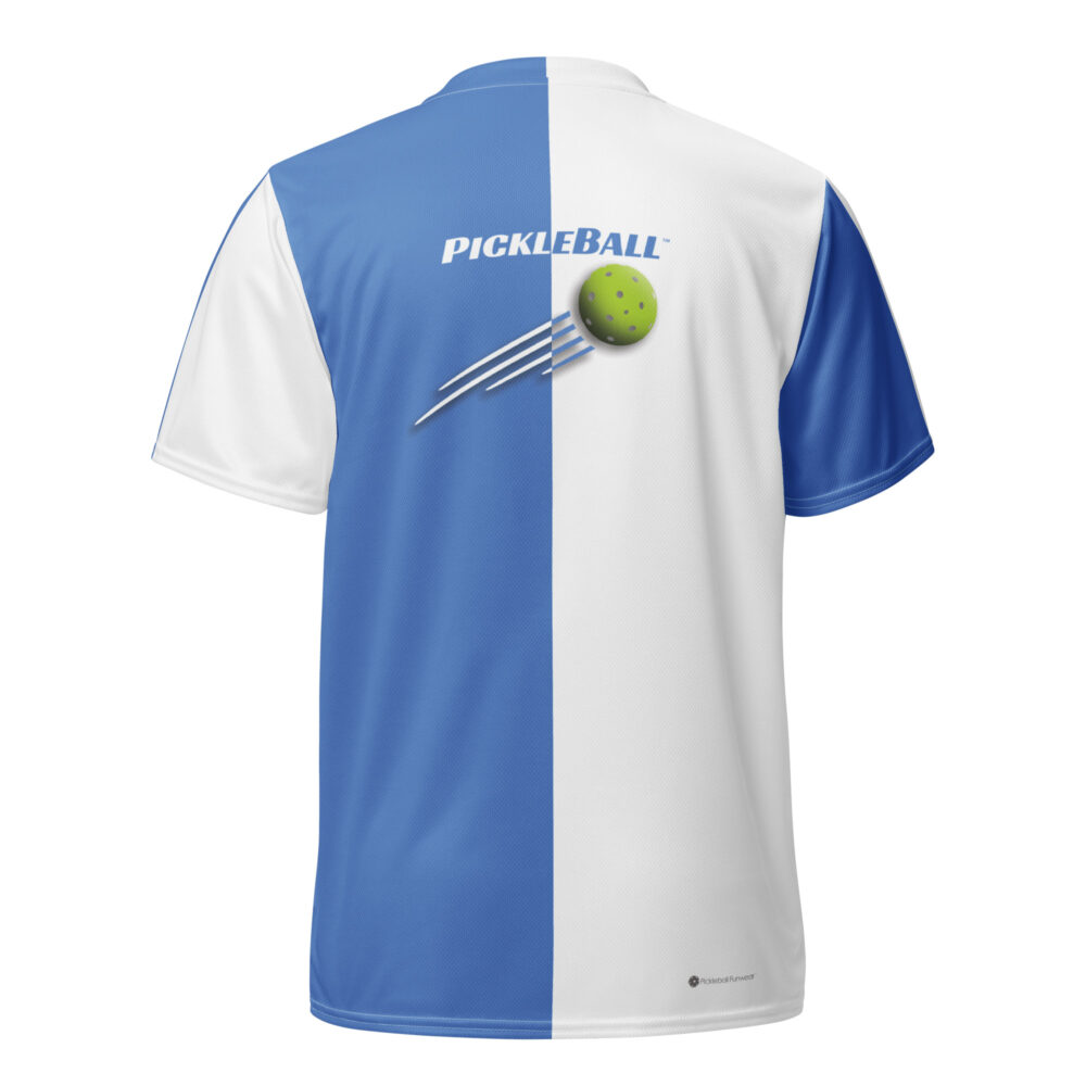 Split & Ball Streak (medium blue & white) – Pickleball Unisex Sports Jersey / T-Shirt - Image 2