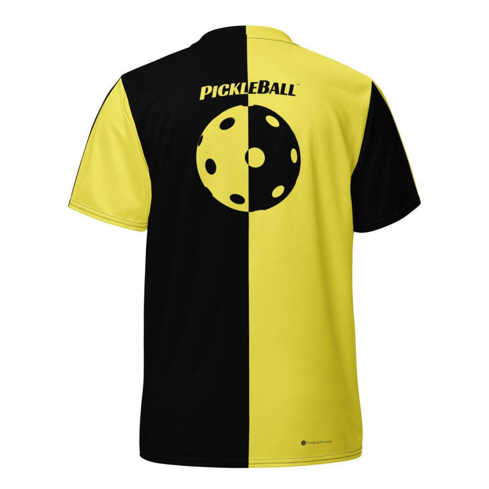 Pickleball w/Split Ball Design (black & yellow) – Pickleball Unisex Sports Jersey / T-Shirt - Image 2