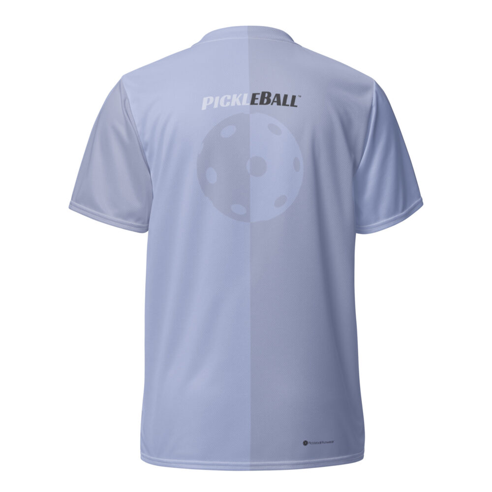 Pickleball w/Split Ball Design (light blue & gray) – Pickleball Unisex Sports Jersey / T-Shirt - Image 2
