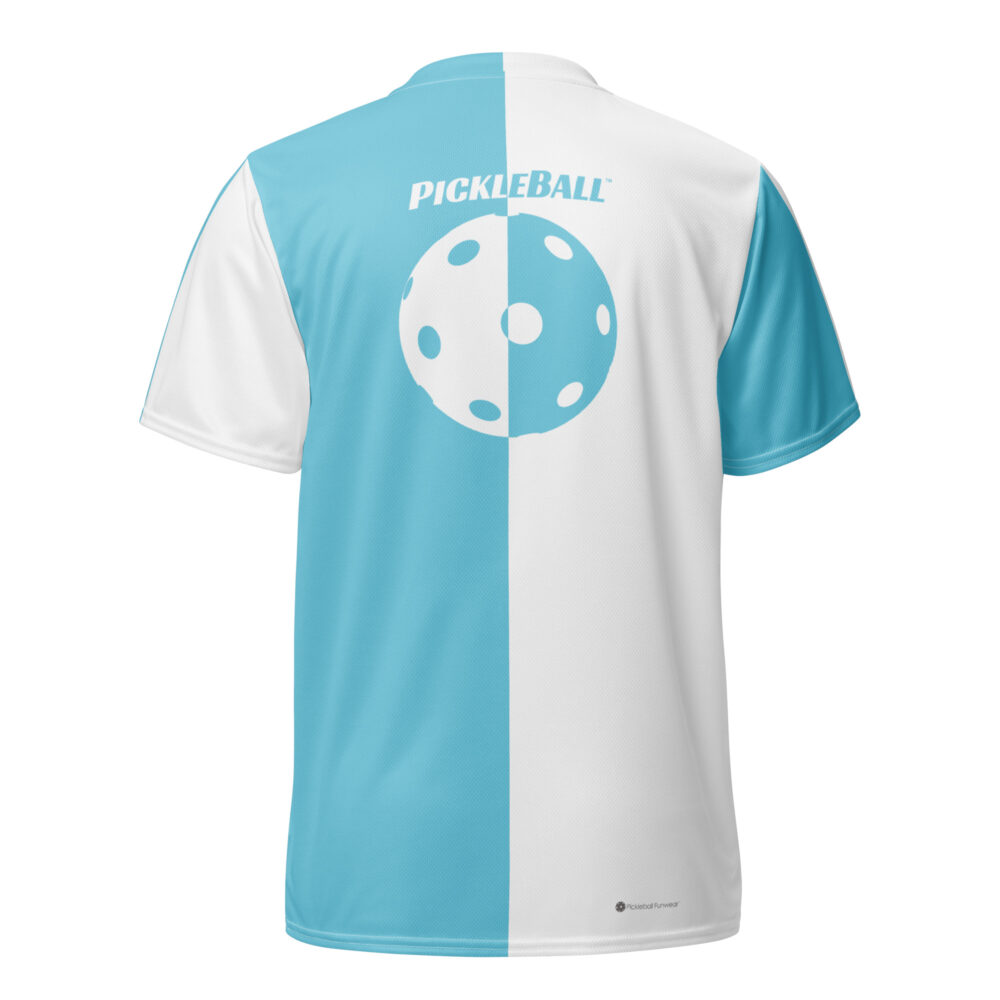 Pickleball w/Split Ball Design (bright blue) – Pickleball Unisex Sports Jersey / T-Shirt - Image 2