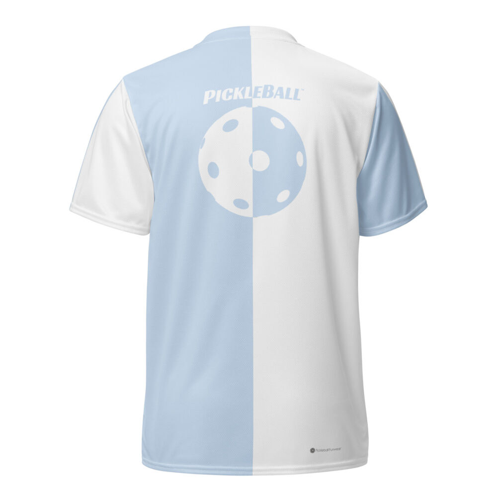Pickleball w/Split Ball Design (light blue) – Pickleball Unisex Sports Jersey / T-Shirt - Image 2
