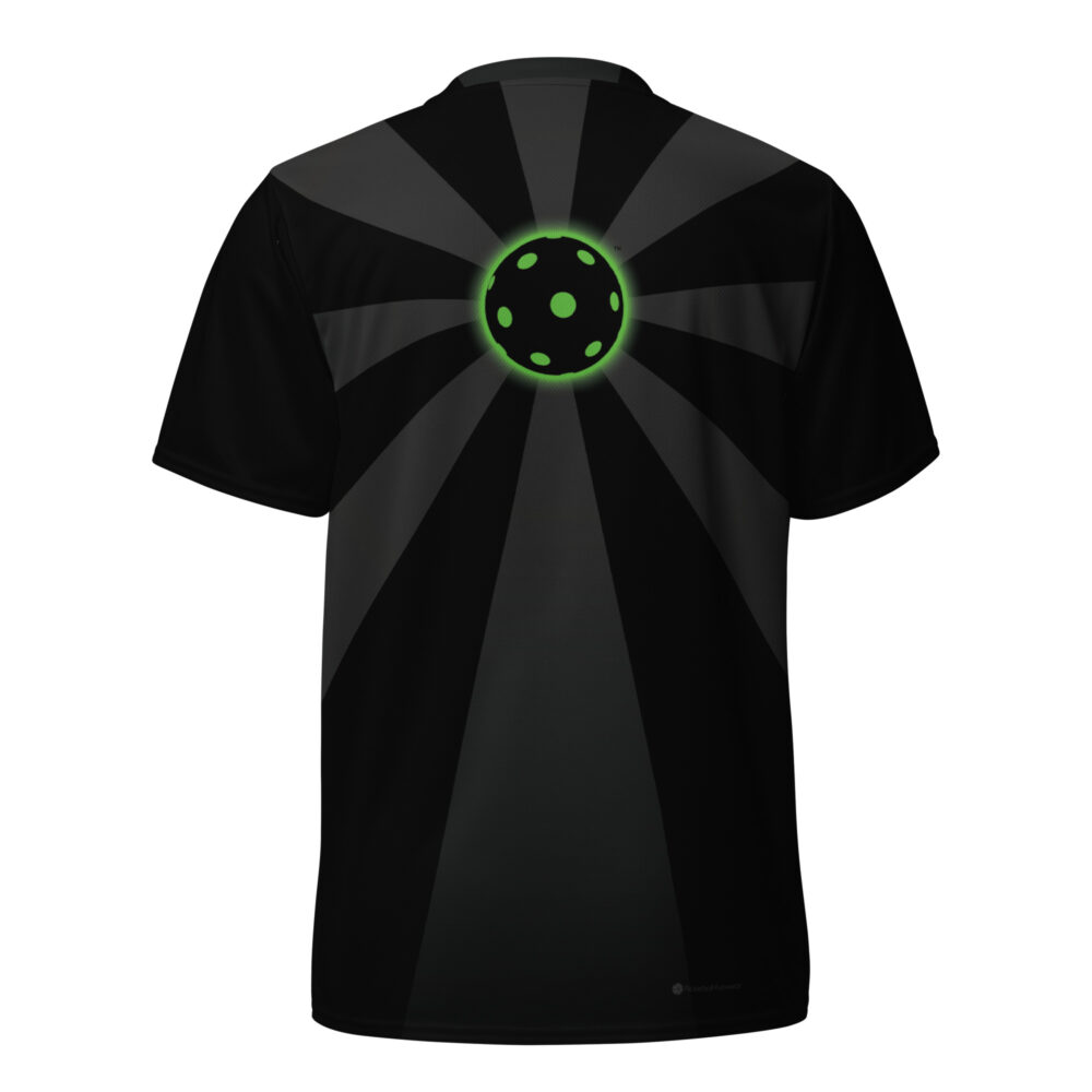 Pickleball Ray Burst (black w/bright green glow) – Pickleball Unisex Sports Jersey / T-Shirt - Image 2