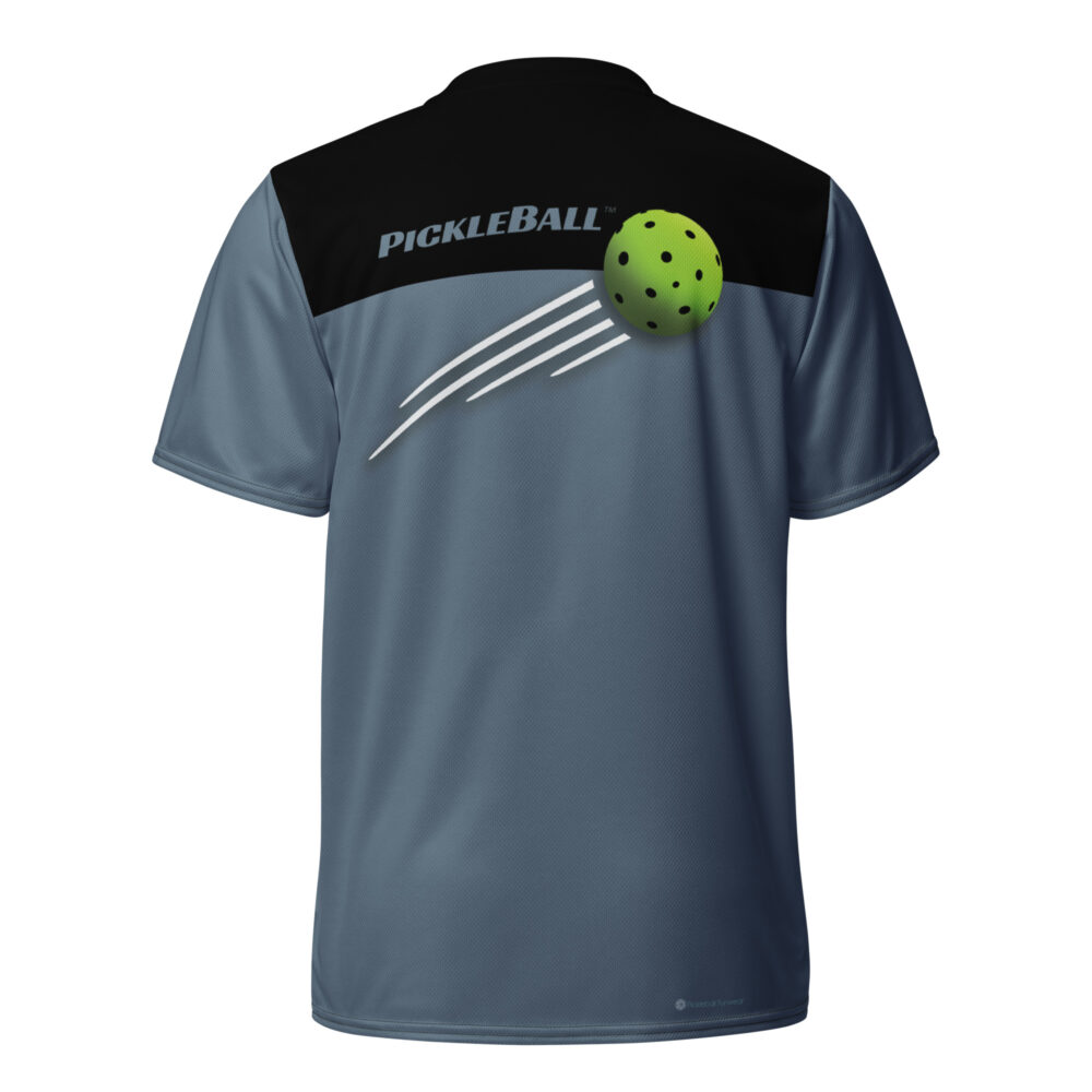 Pickleball & Ball w/Streaks (gray blue) – Pickleball Unisex Sports Jersey / T-Shirt - Image 2