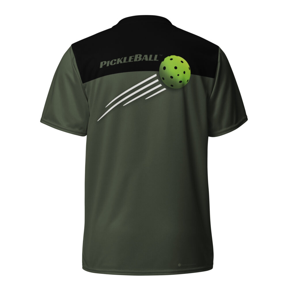 Pickleball & Ball w/Streaks (olive) – Pickleball Unisex Sports Jersey / T-Shirt - Image 2