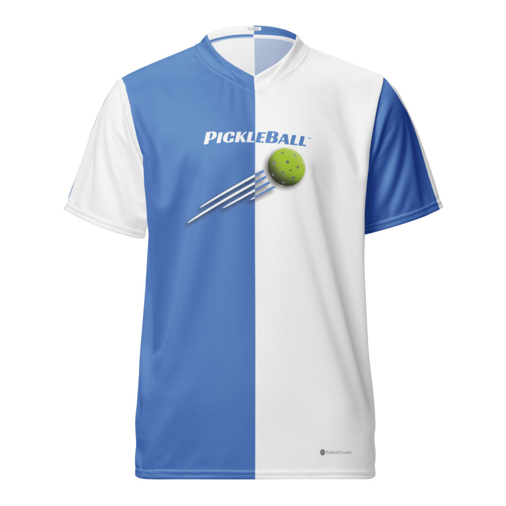 Split & Ball Streak (medium blue & white) – Pickleball Unisex Sports Jersey / T-Shirt