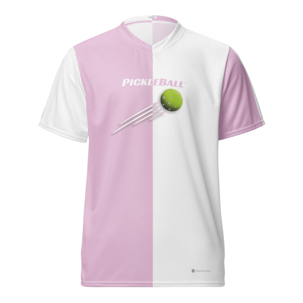 Split & Ball Streak (pink & white) – Pickleball Unisex Sports Jersey / T-Shirt