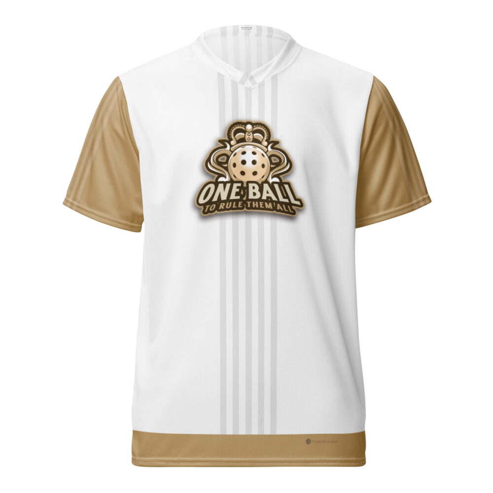 One Ball to Rule Them All (white & gold) – Pickleball Unisex Sports Jersey / T-Shirt