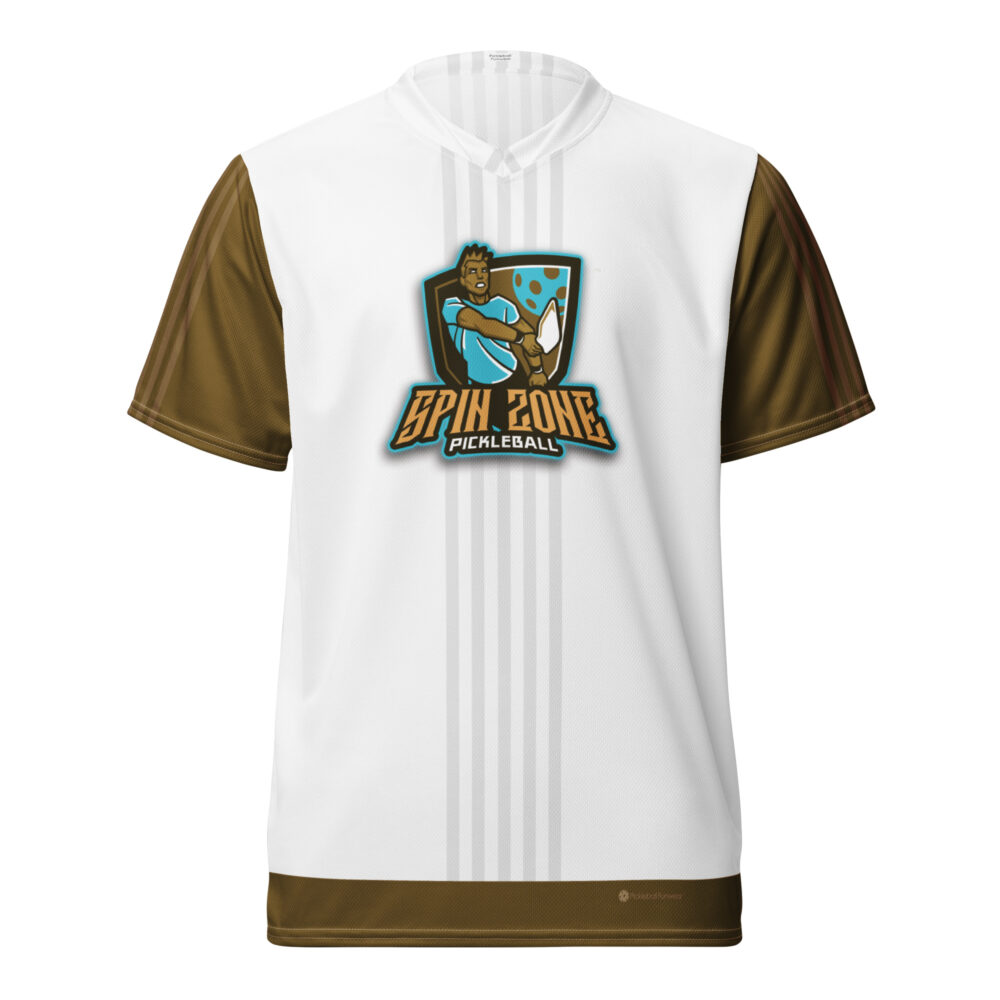 Spin Zone (white & gold) – Pickleball Unisex Sports Jersey / T-Shirt