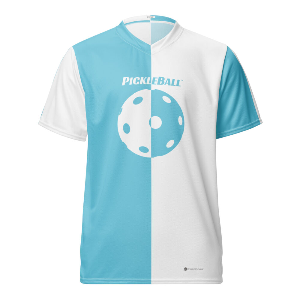 Pickleball w/Split Ball Design (bright blue) – Pickleball Unisex Sports Jersey / T-Shirt