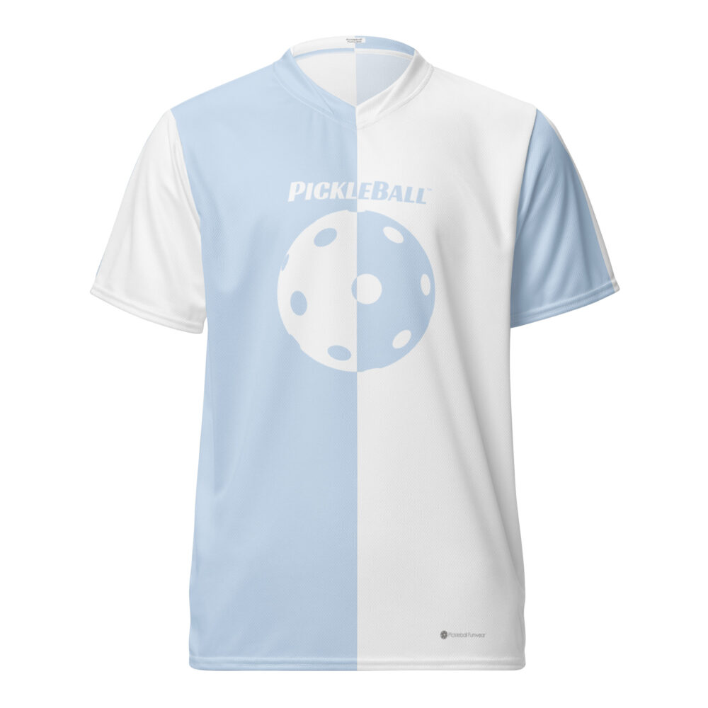 Pickleball w/Split Ball Design (light blue) – Pickleball Unisex Sports Jersey / T-Shirt