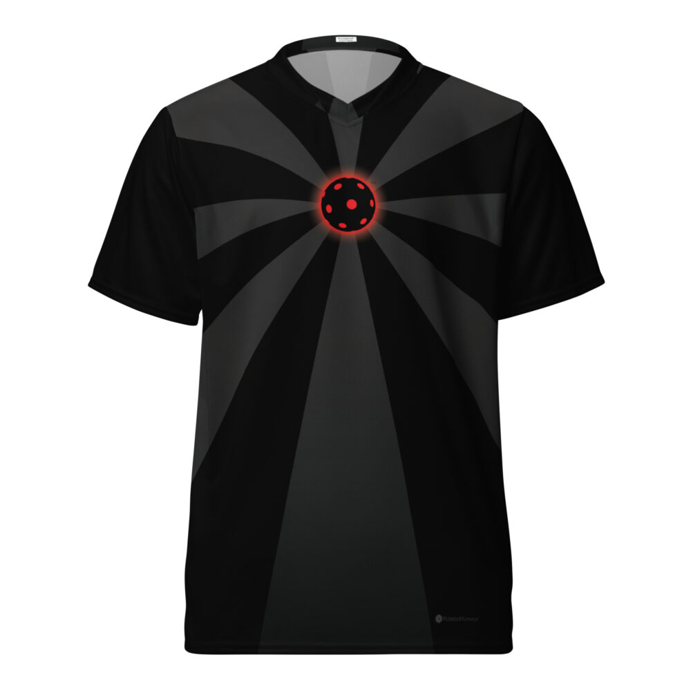 Pickleball Ray Burst (black w/red glow) – Pickleball Unisex Sports Jersey / T-Shirt
