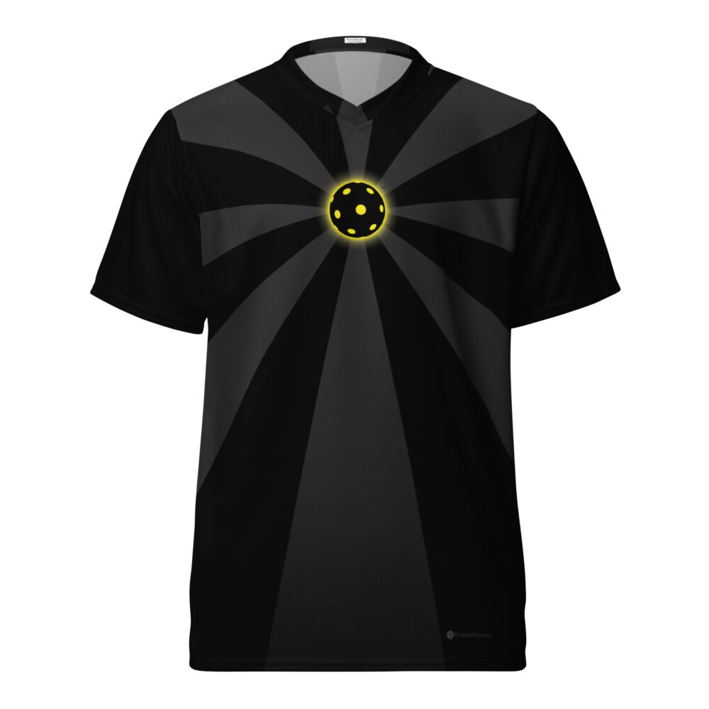 Pickleball Ray Burst (black w/yellow glow) – Pickleball Unisex Sports Jersey / T-Shirt
