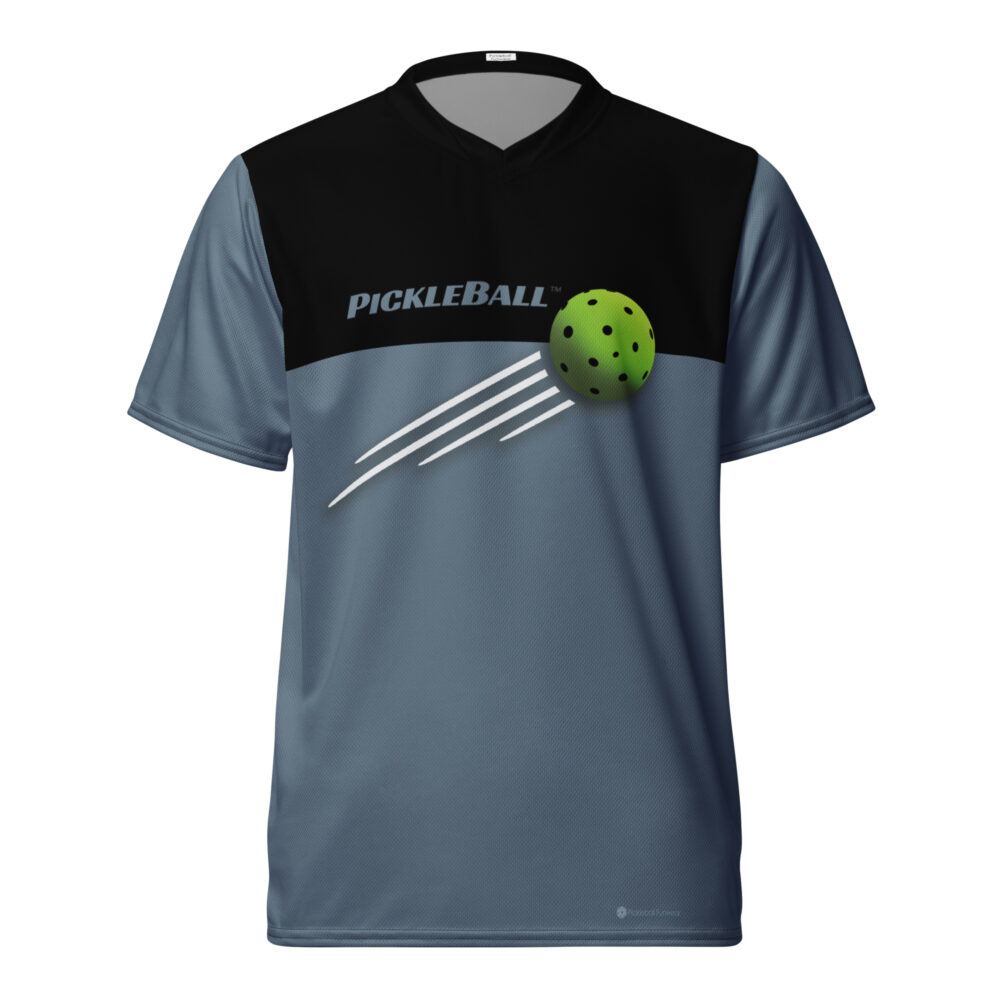 Pickleball & Ball w/Streaks (gray blue) – Pickleball Unisex Sports Jersey / T-Shirt
