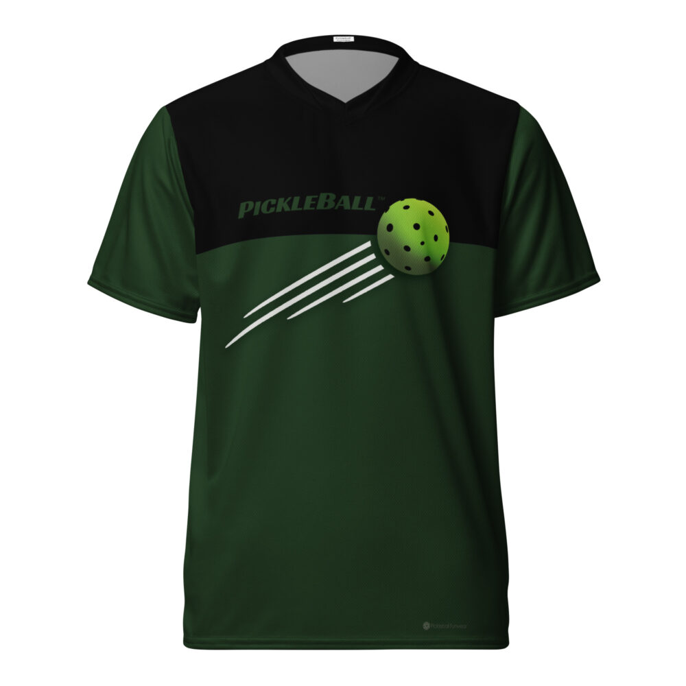 Pickleball & Ball w/Streaks (forest green) – Pickleball Unisex Sports Jersey / T-Shirt