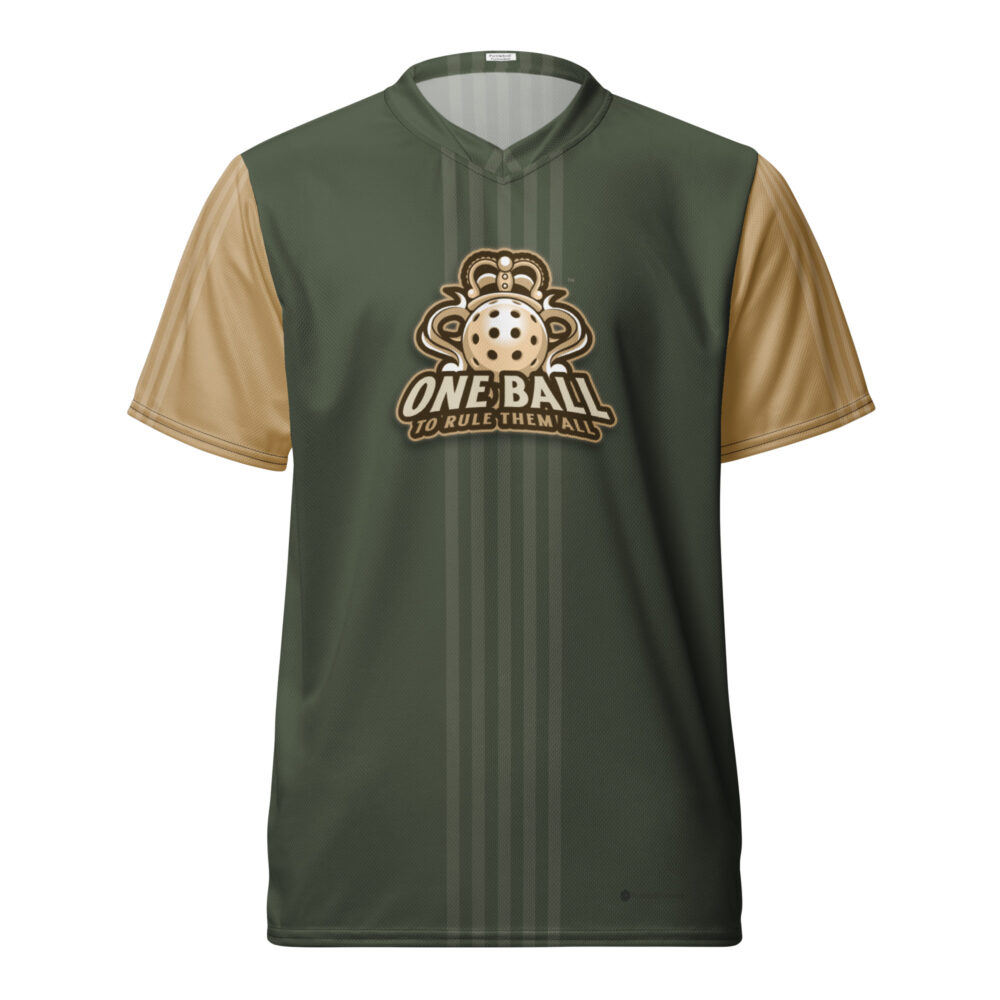 One Ball to Rule Them All (olive & gold) – Pickleball Unisex Sports Jersey / T-Shirt