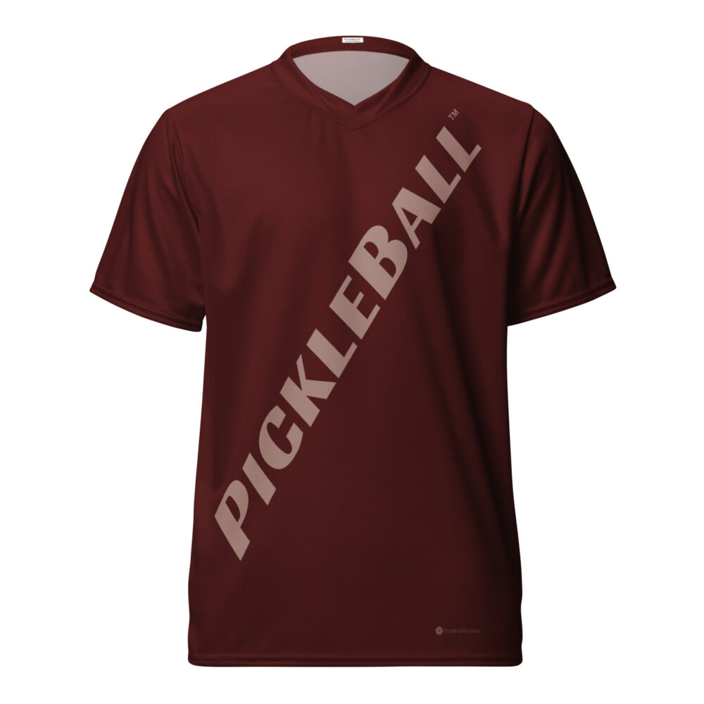 Pickleball Angled (burgundy) – Pickleball Unisex Sports Jersey / T-Shirt