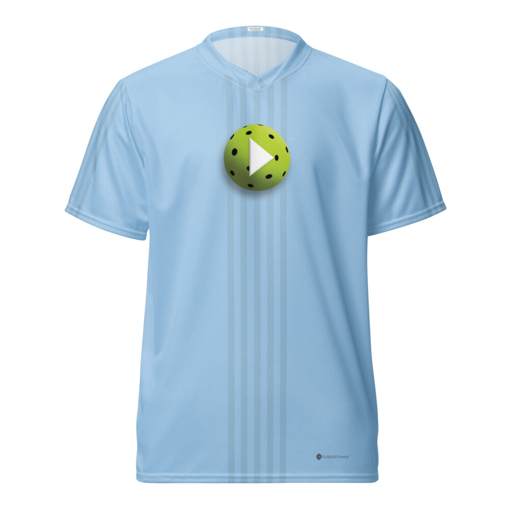 Play Pickleball (light blue w/darker stripes) – Pickleball Unisex Sports Jersey / T-Shirt