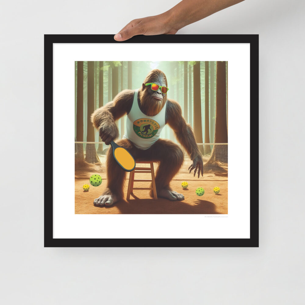 Cool Big Foot Pickleball - Framed 18" x 18" Poster