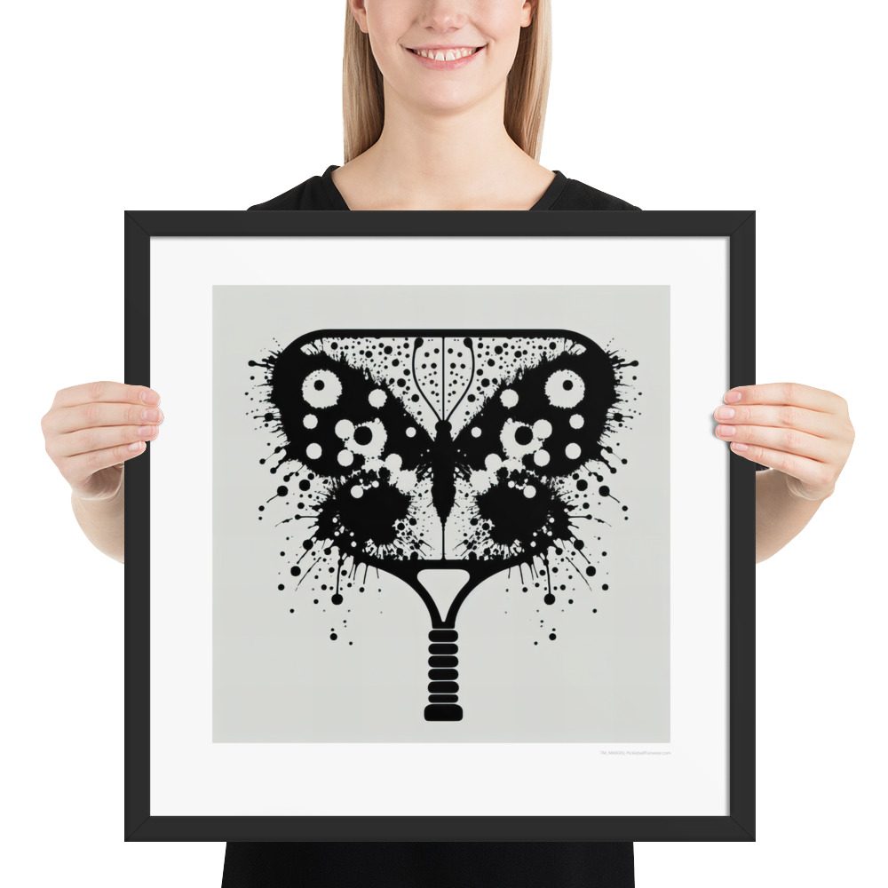 Pickleball Paddle Ink Blot - 18" x 18" Framed Poster