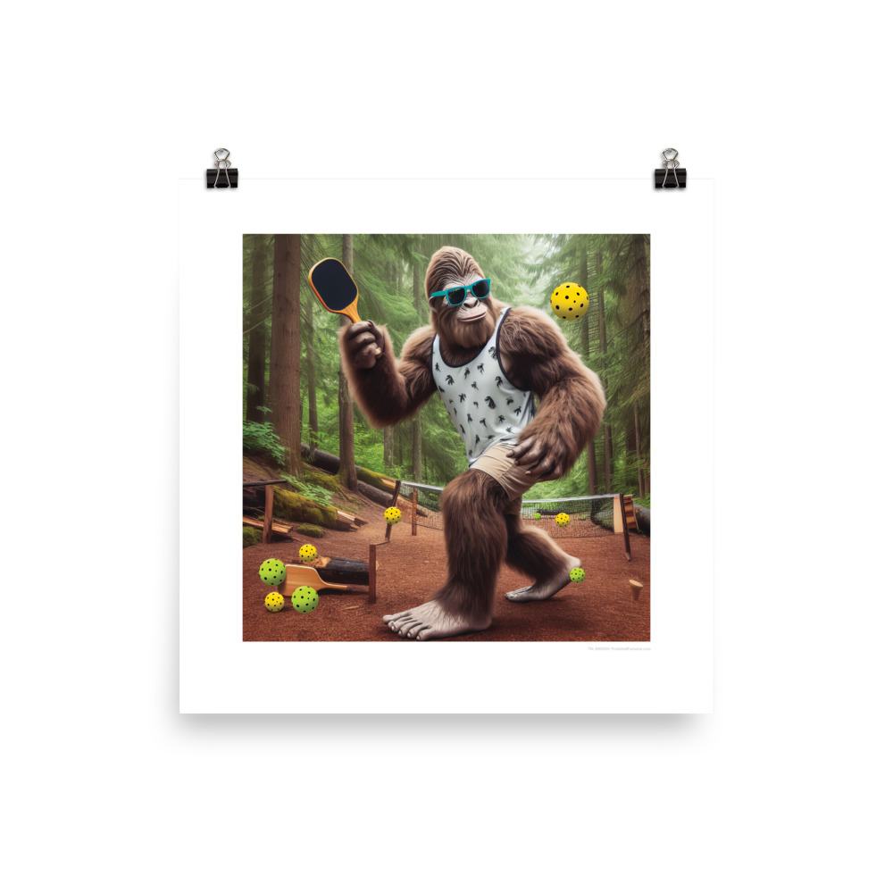 Cool Big Foot Swinging Pickleball Paddle – 18″ x 18″ Poster