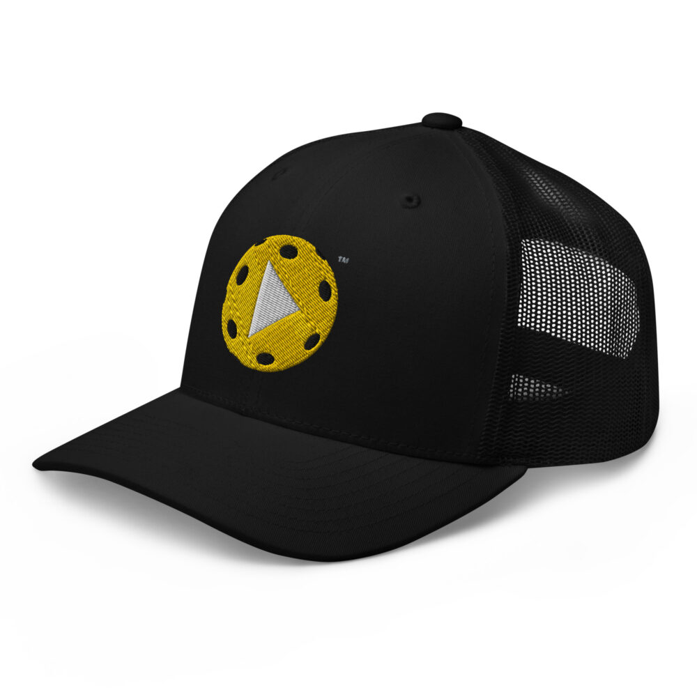 Play Pickleball (gold & white logo) – Black Snap Back Mesh Pickleball Hat/Cap - Image 3