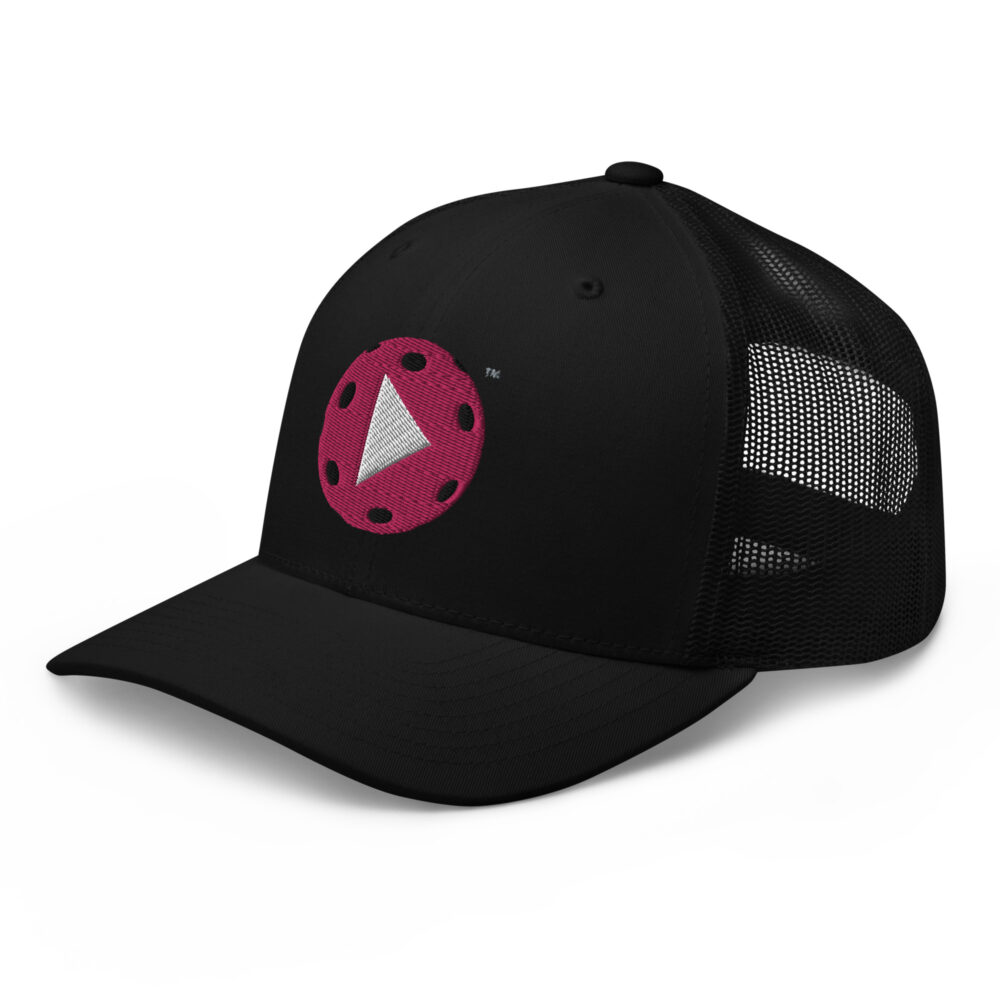 Play Pickleball (flamingo & white logo) – Black Snap Back Mesh Pickleball Hat/Cap - Image 3