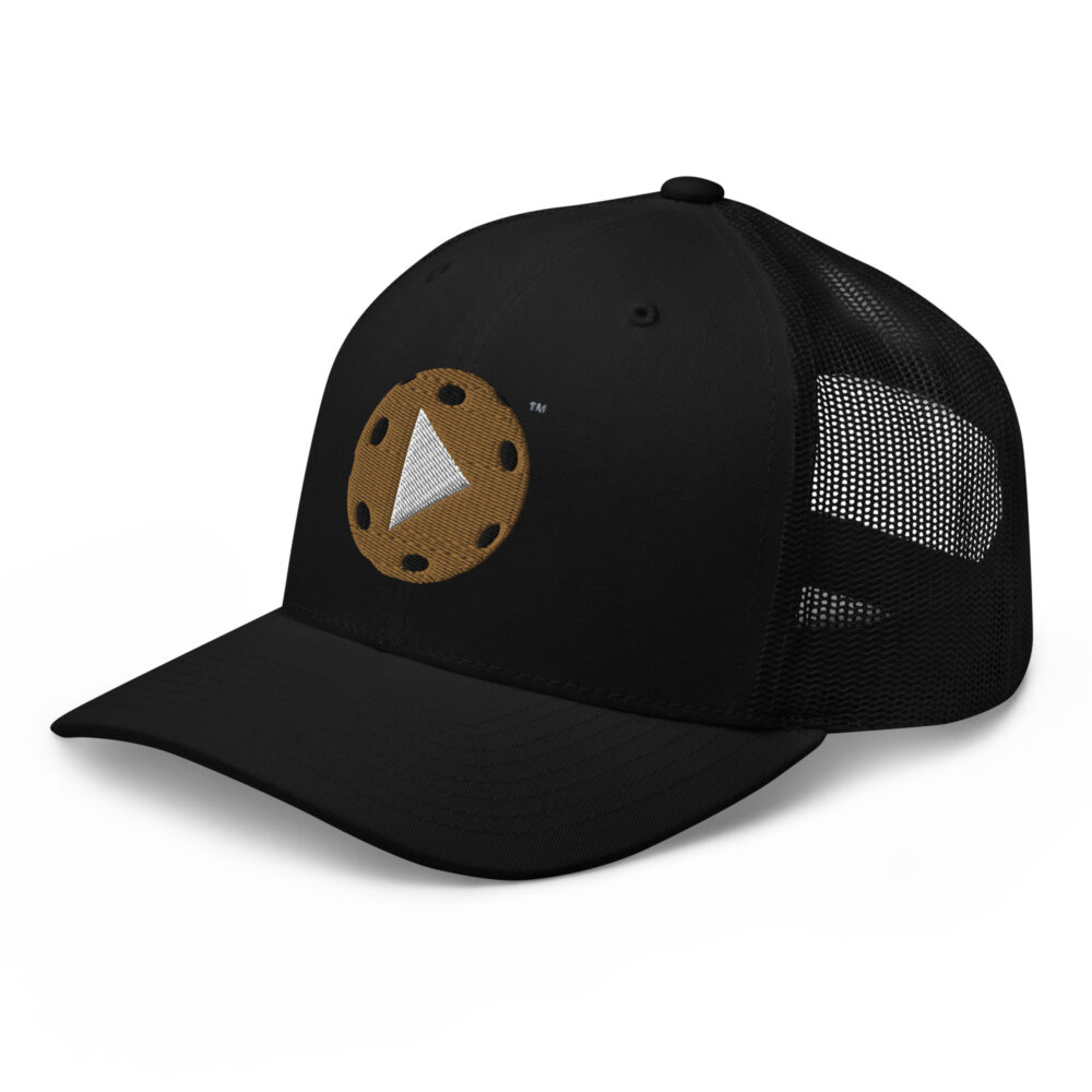 Play Pickleball (old gold & white logo) – Black Snap Back Mesh Pickleball Hat/Cap - Image 3