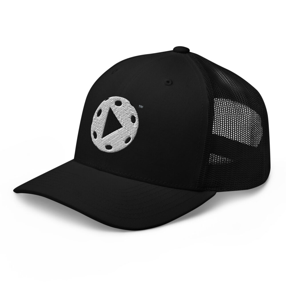 Play Pickleball (white & black logo) – Black Snap Back Mesh Pickleball Hat/Cap - Image 3