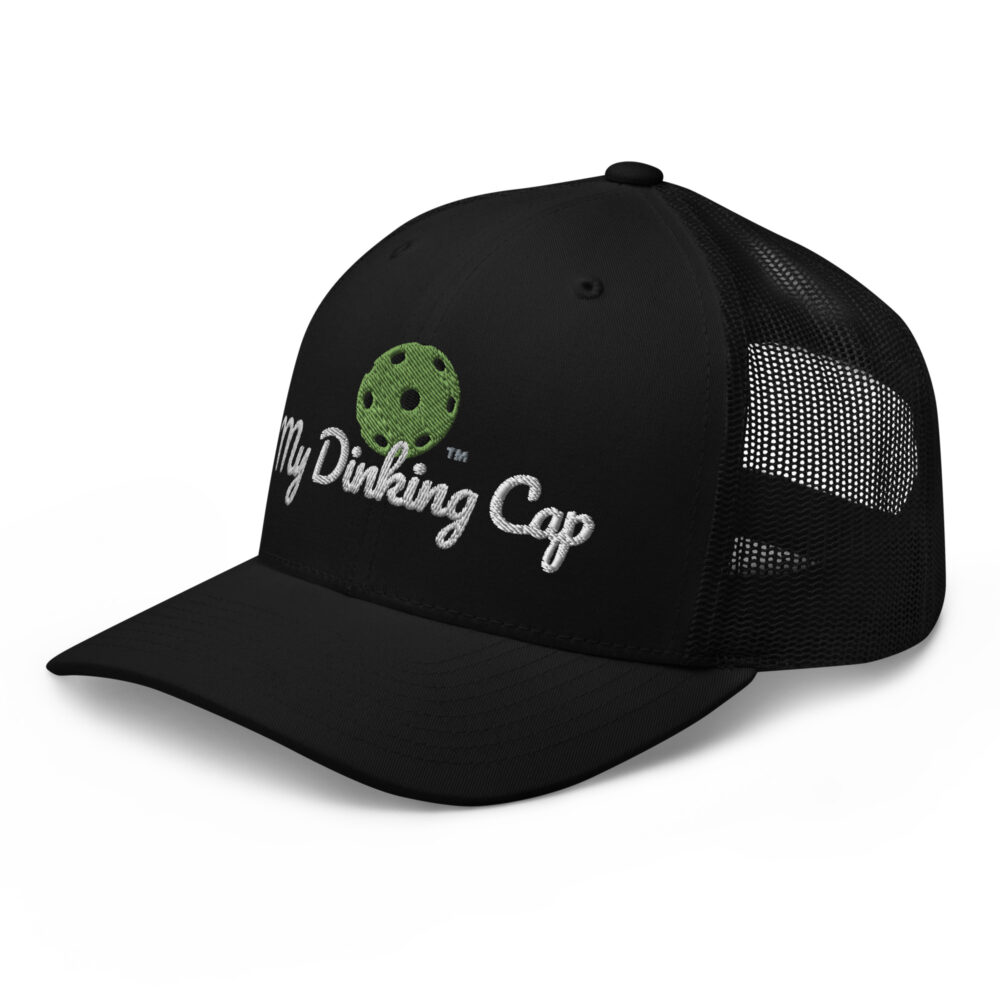 My Dinking Cap (kiwi green & white logo) – Black Snap Back Mesh Pickleball Hat/Cap - Image 3