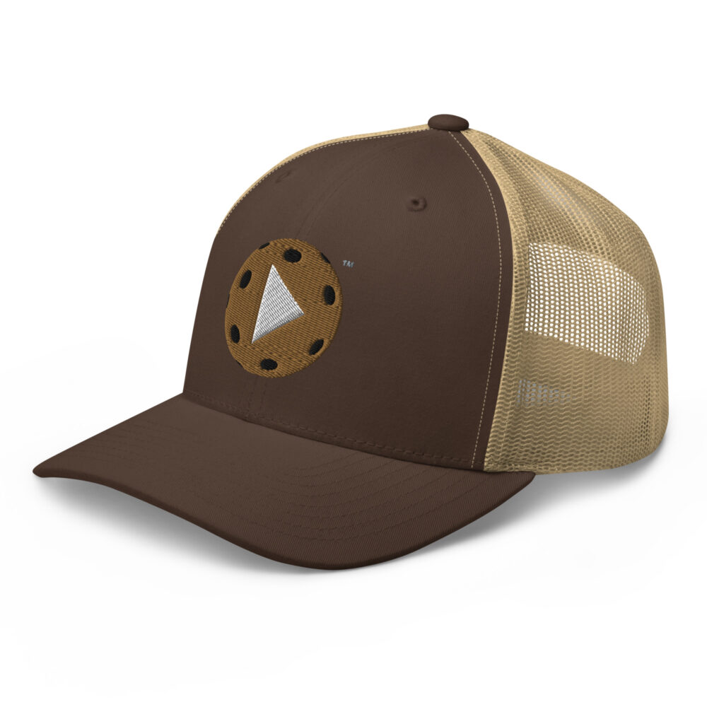 Play Pickleball (old gold & white logo) – Brown/Khaki Snap Back Mesh Pickleball Hat/Cap - Image 3