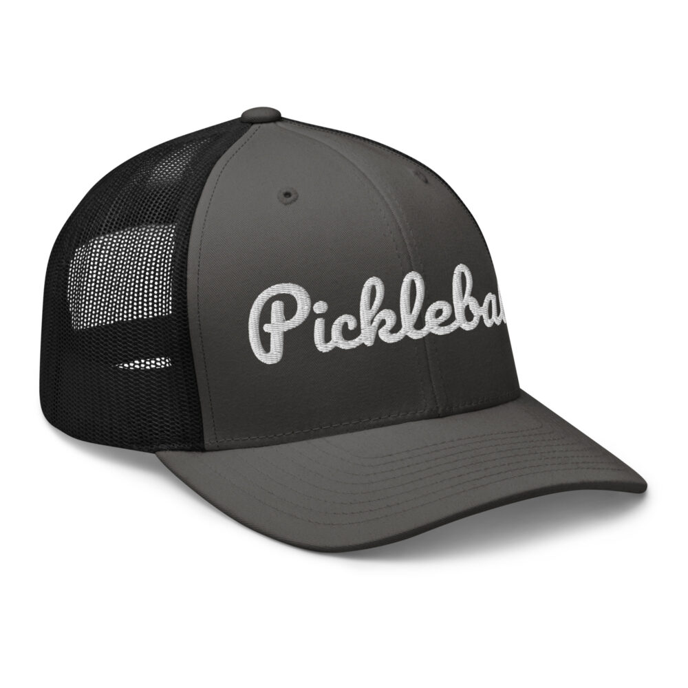 Pickleball Hat (white letters) – Charcoal/Black Snap Back Mesh Pickleball Hat/Cap - Image 3