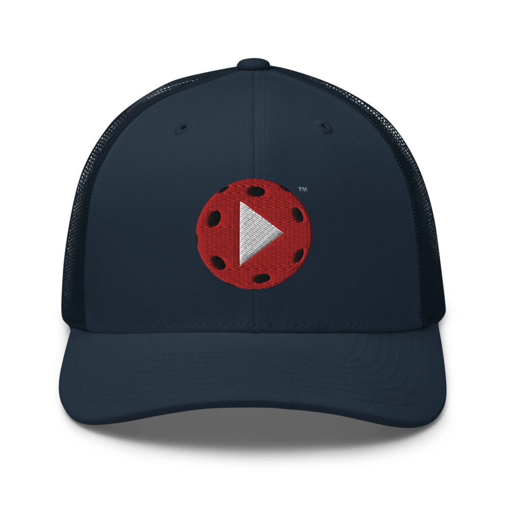 Play Pickleball (red & white logo) – Navy Snap Back Mesh Pickleball Hat/Cap