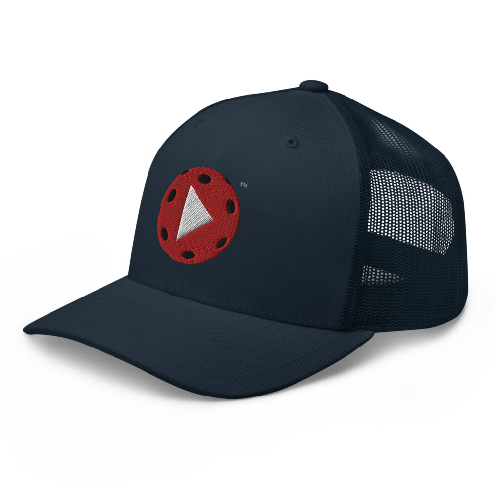 Play Pickleball (red & white logo) – Navy Snap Back Mesh Pickleball Hat/Cap - Image 3