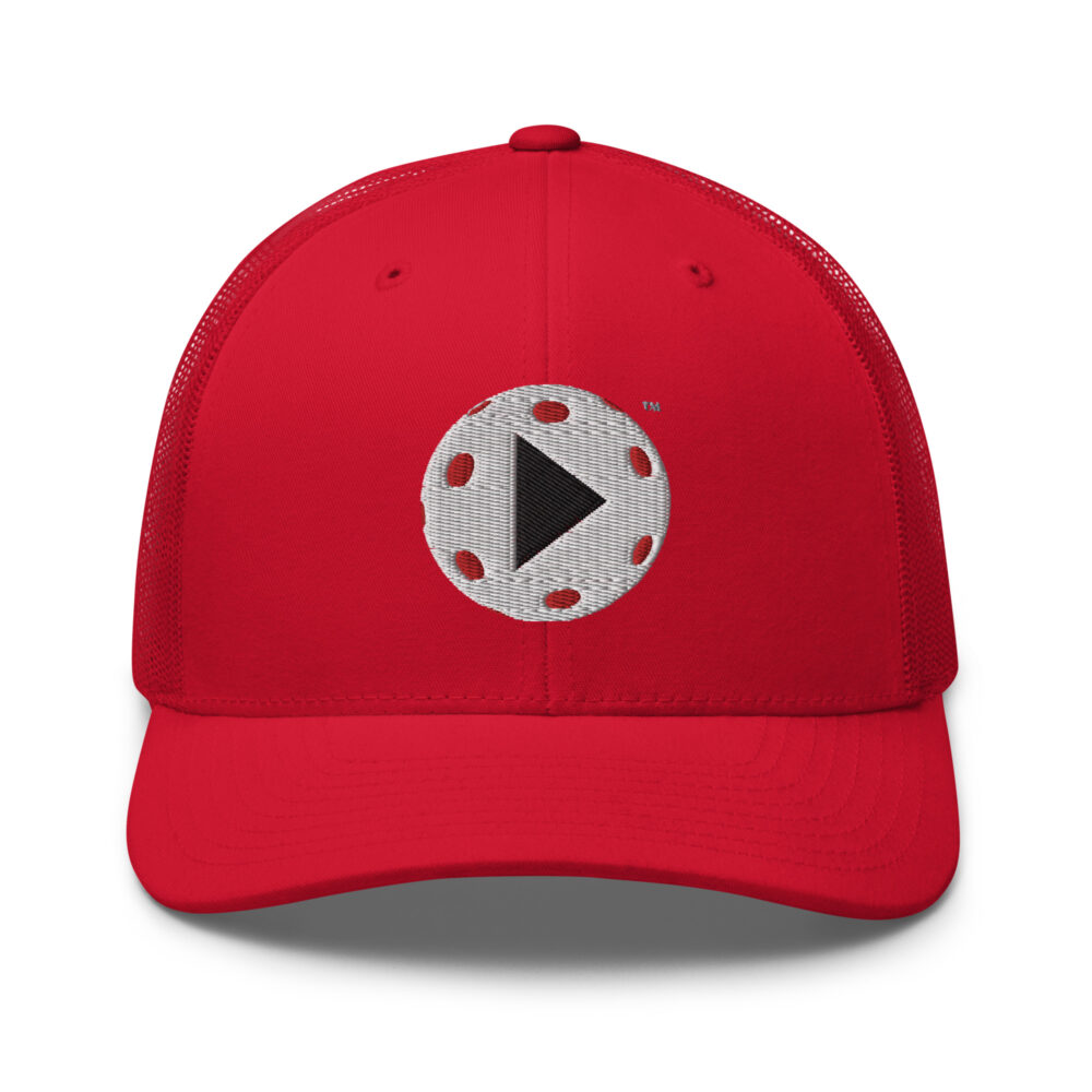 Play Pickleball (white & black logo) – Red Snap Back Mesh Pickleball Hat/Cap