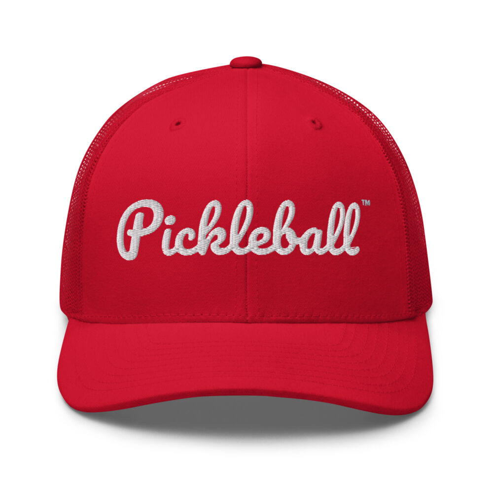Pickleball Hat (white letters) – Red Snap Back Mesh Pickleball Hat/Cap