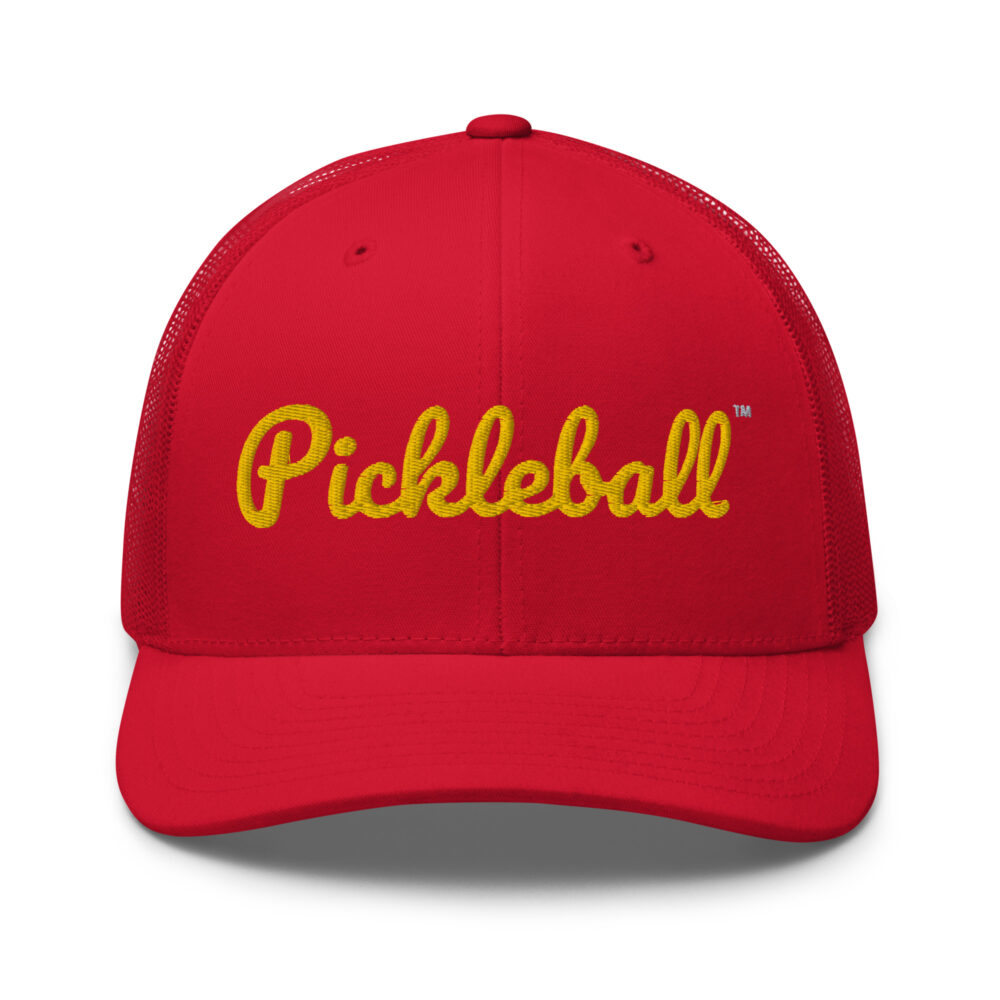 Pickleball Hat (gold letters) – Red Snap Back Mesh Pickleball Hat/Cap