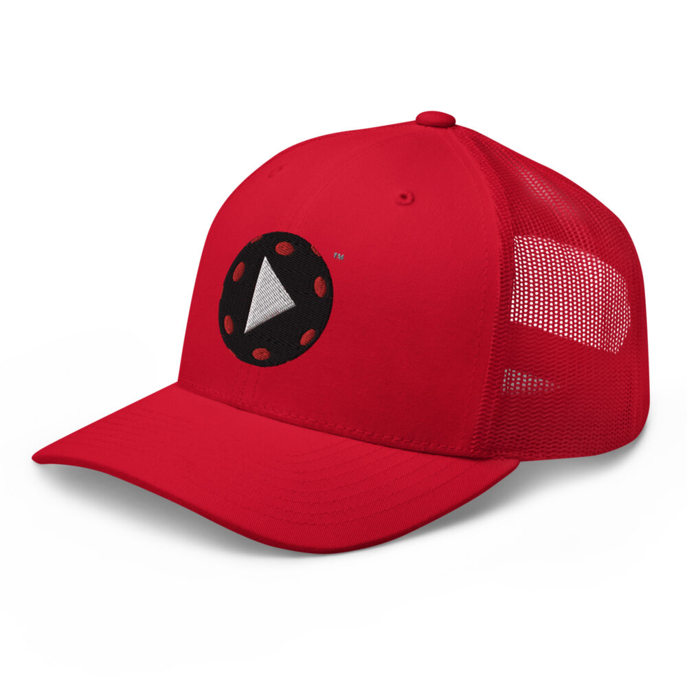 Play Pickleball (black & white logo) – Red Snap Back Mesh Pickleball Hat/Cap - Image 3