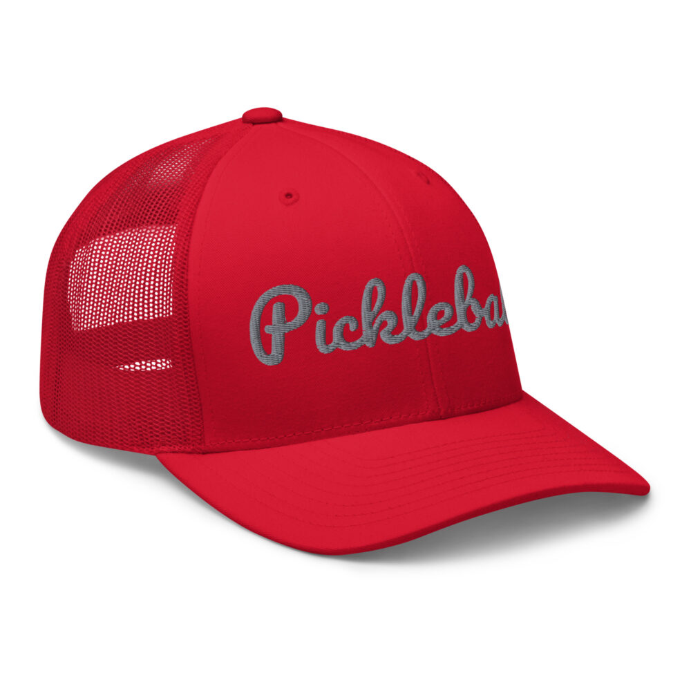 Pickleball Hat (gray letters) – Red Snap Back Mesh Pickleball Hat/Cap - Image 3