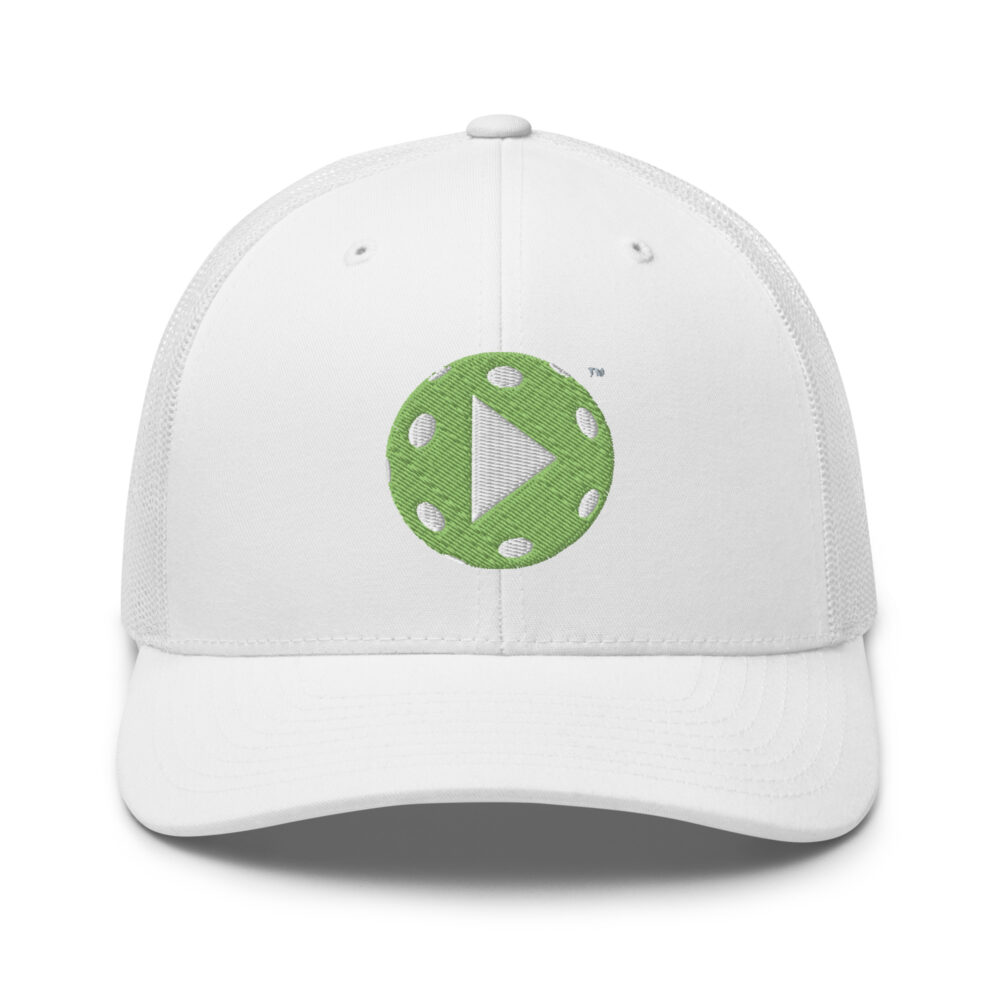 Play Pickleball (kiwi green) – White Snap Back Mesh Pickleball Hat/Cap