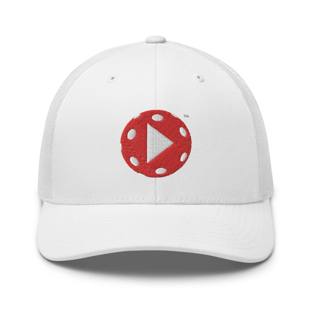 Play Pickleball (red) – White Snap Back Mesh Pickleball Hat/Cap