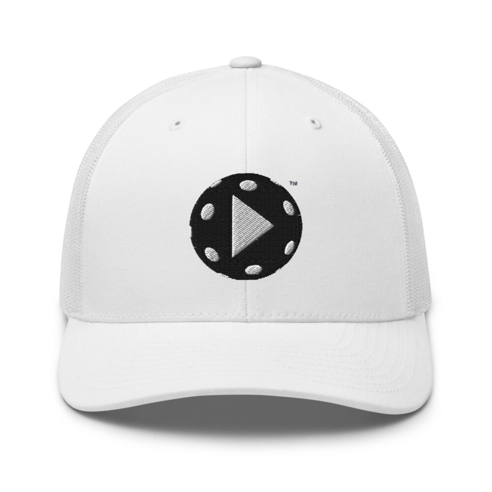 Play Pickleball (black & white logo) – White Snap Back Mesh Pickleball Hat/Cap