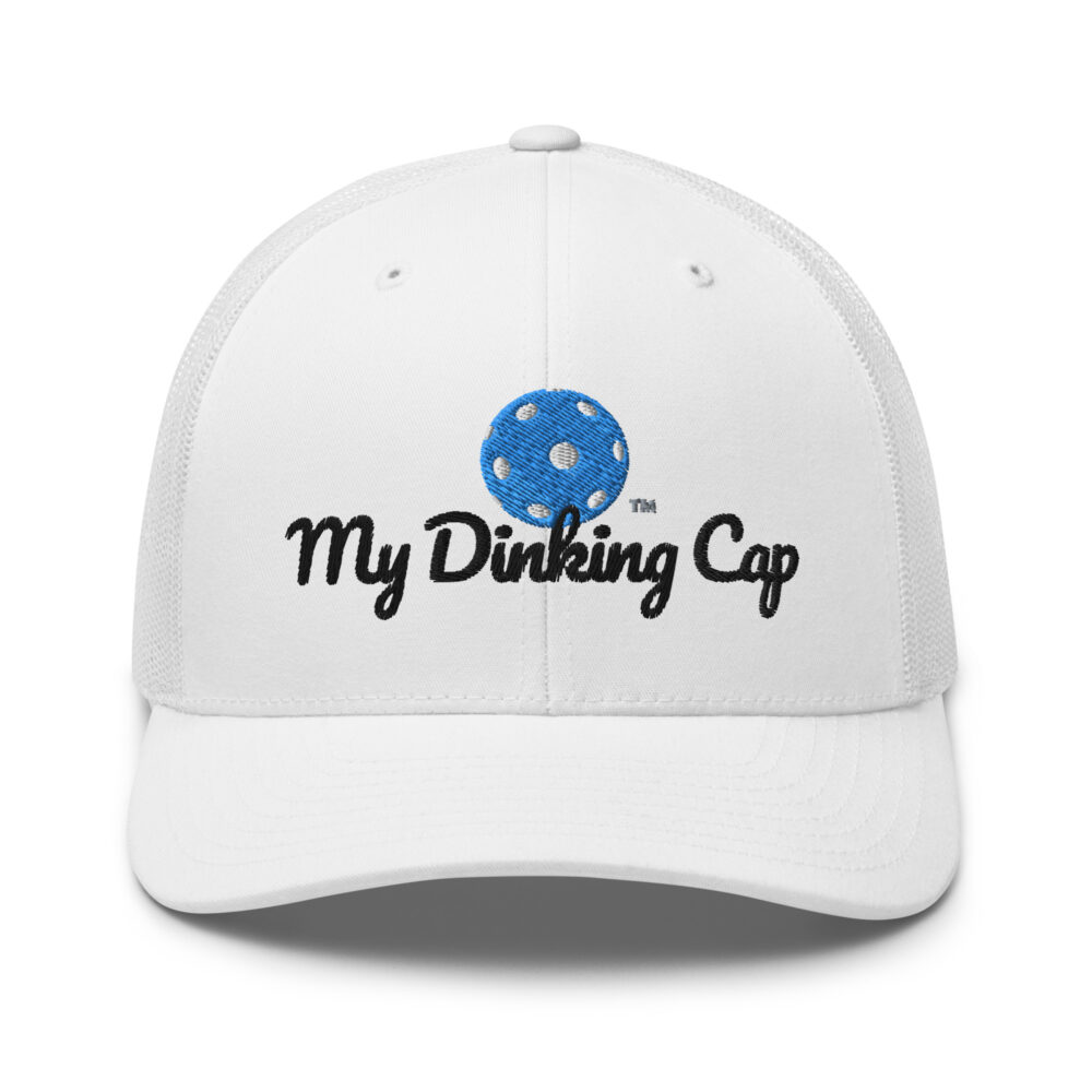 My Dinking Cap (bright blue & black) – White Snap Back Mesh Pickleball Hat/Cap
