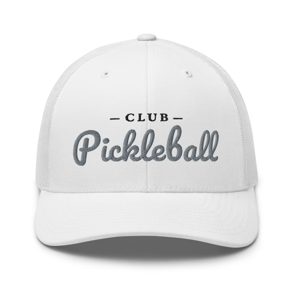 Club Pickleball Hat (gray letters) – White Snap Back Mesh Pickleball Hat/Cap