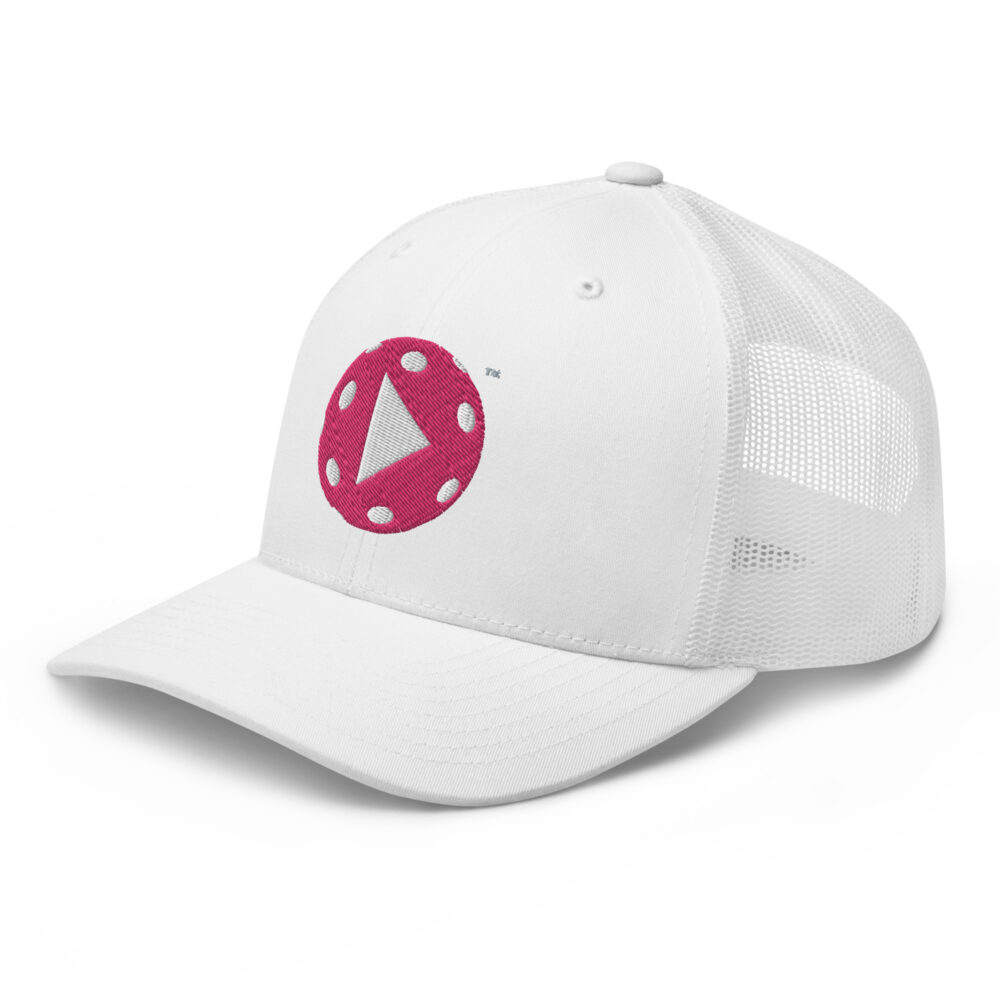 Play Pickleball (flamingo & white logo) – White Snap Back Mesh Pickleball Hat/Cap - Image 3