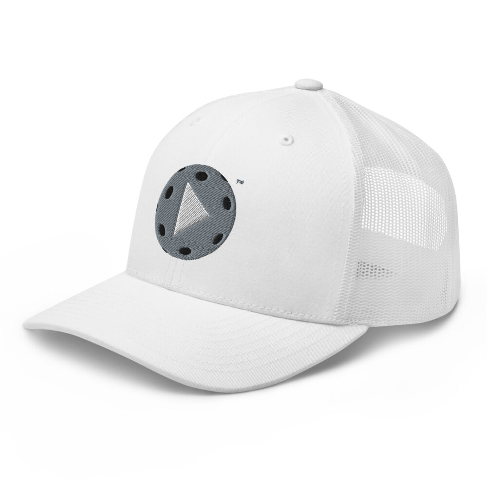 Play Pickleball (gray & white logo) – White Snap Back Mesh Pickleball Hat/Cap - Image 3
