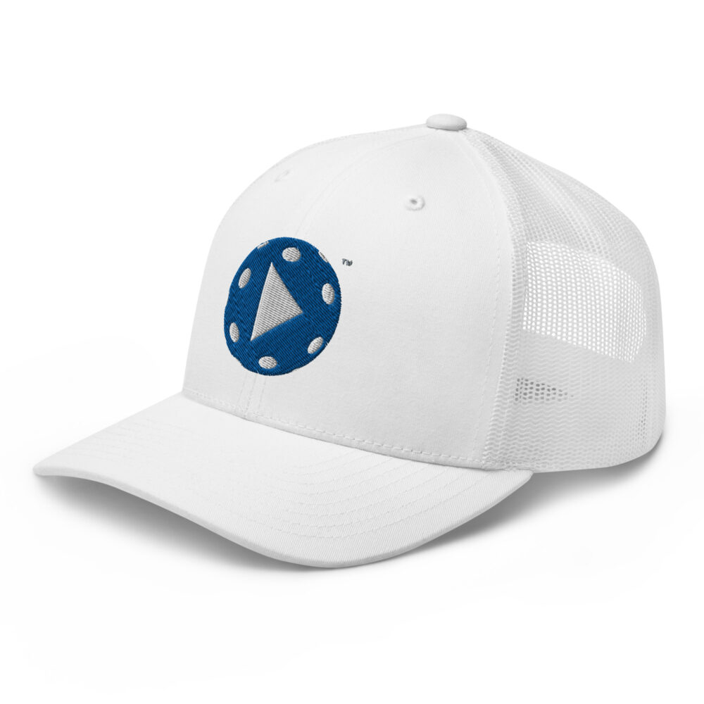 Play Pickleball (royal blue & white logo) – White Snap Back Mesh Pickleball Hat/Cap - Image 3