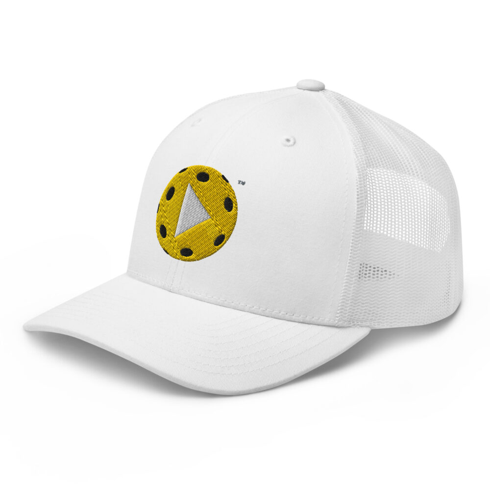 Play Pickleball (gold & white logo) – White Snap Back Mesh Pickleball Hat/Cap - Image 3