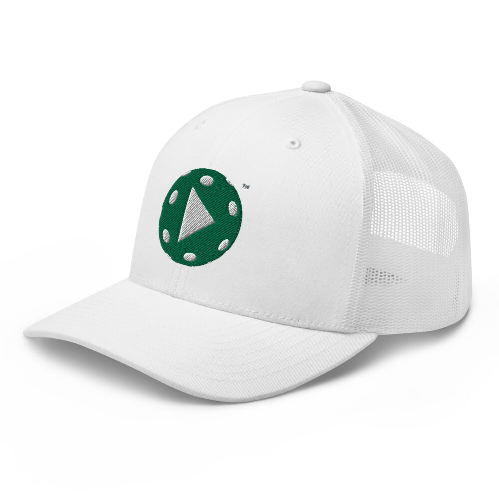 Play Pickleball (kelly green & white logo) – White Snap Back Mesh Pickleball Hat/Cap - Image 3
