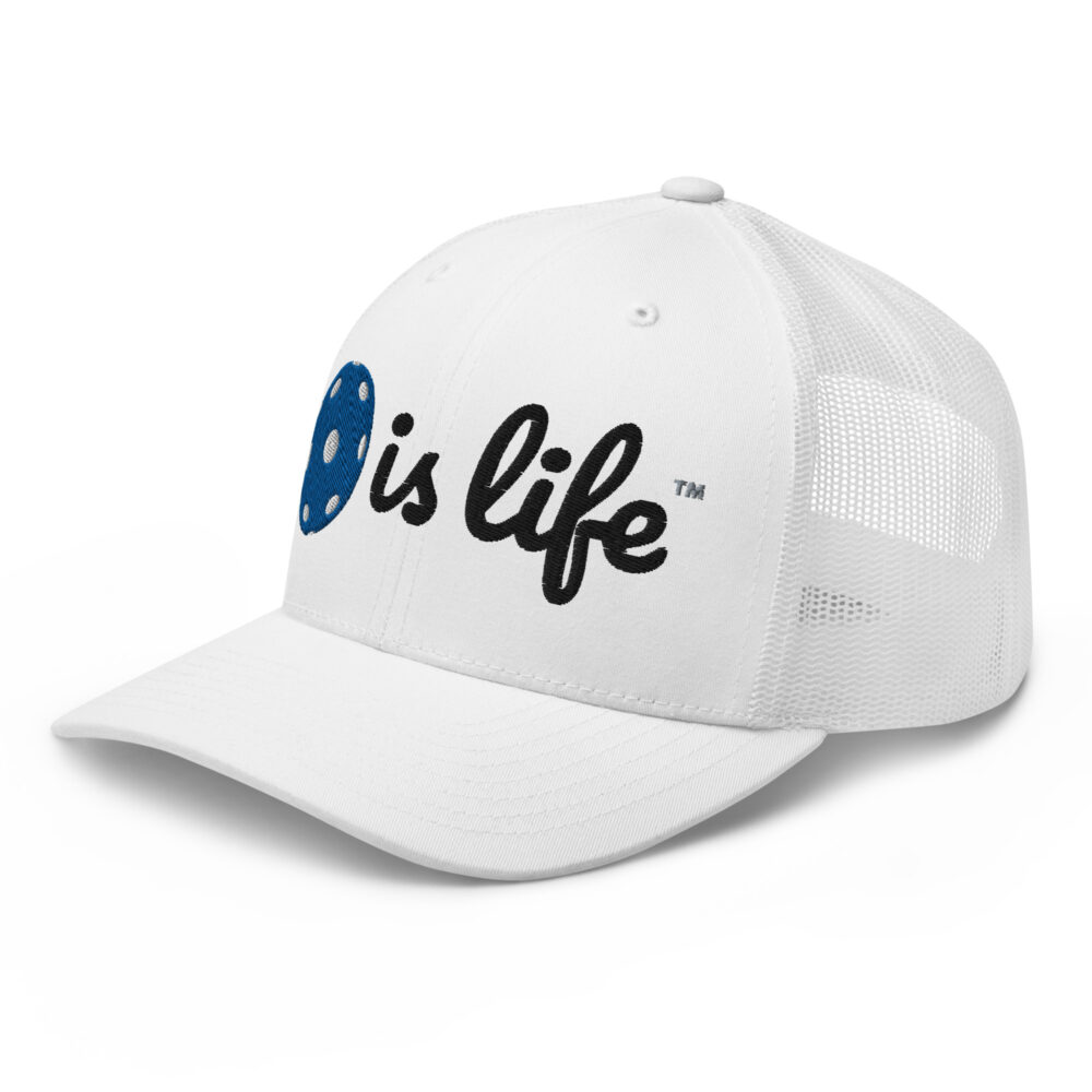 Pickleball is Life (royal blue & black logo) – White Snap Back Mesh Pickleball Hat/Cap - Image 3