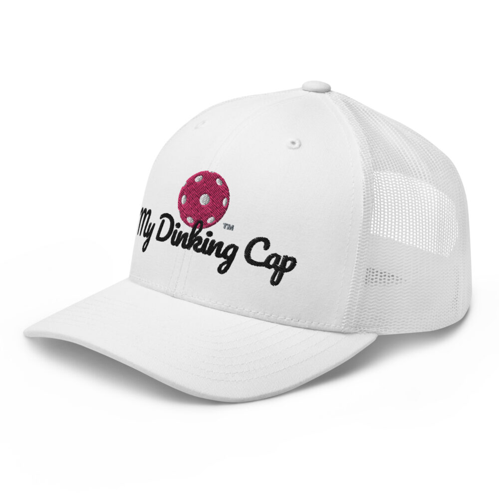 My Dinking Cap (flamingo & black logo) – White Snap Back Mesh Pickleball Hat/Cap - Image 3
